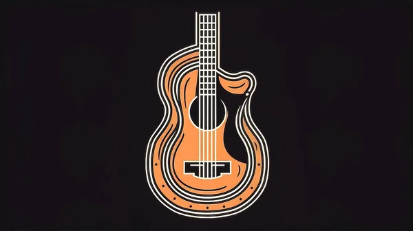 Kreative Illustration Mit Gitarre Emblem Logo Einem Musikalischen Thema — Stockfoto