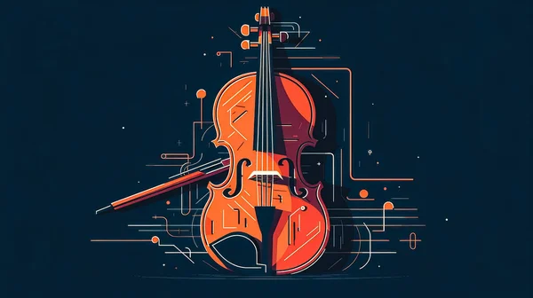 Creatieve Abstracte Illustratie Met Contrabas Groot Strijkinstrument Klassieke Muziek Symfonieorkest — Stockfoto