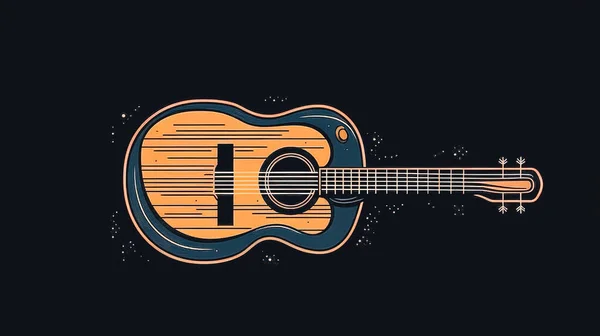 Kreativ Illustration Med Elgitarr Emblem Logotyp Ett Musikaliskt Tema — Stockfoto