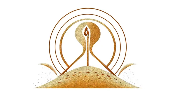 Símbolo Reloj Arena Logotipo Minimalista Emblema Aislado Sobre Fondo Blanco —  Fotos de Stock