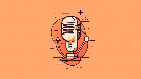 Eski Mikrofon Logosu Podcast Veya Karaoke Logo Simgesi — Stok fotoğraf