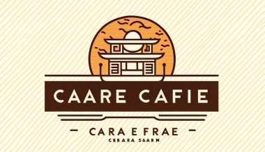 Bir kafe için minimalist logo, bir kurum için şablon, bir restoran.