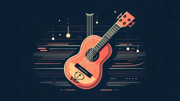 Ilustração Criativa Com Guitarra Elétrica Emblema Logotipo Tema Musical — Fotografia de Stock