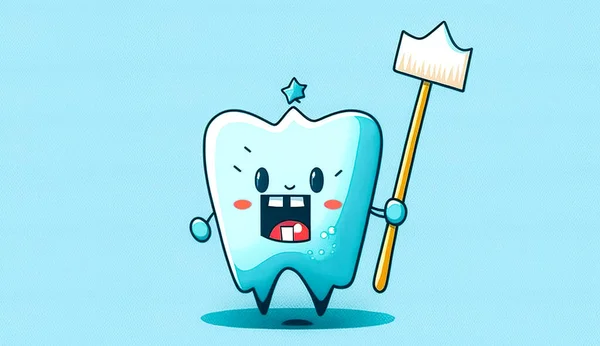 Cartone Animato Divertente Concetto Igiene Dentale Carie Odontoiatria Pediatrica — Foto Stock