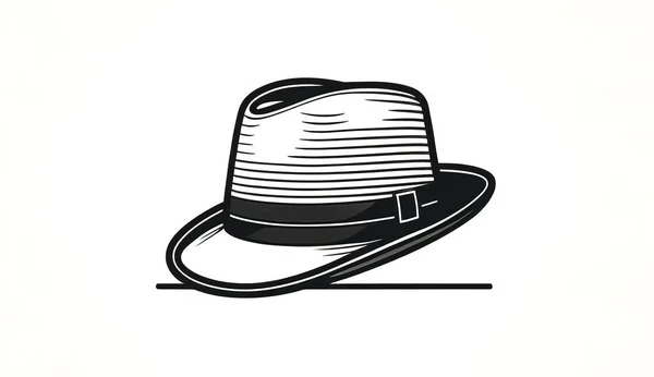 Logotipo Minimalista Com Chapéu Design Para Negócios Estilo Plano — Fotografia de Stock