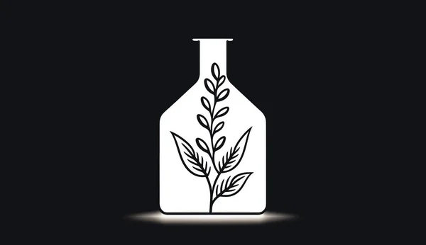 Vazoda Bitki Minimalist Logo Düz Stil Modern Simge Sembol — Stok fotoğraf