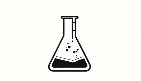 Minimalistic Logo Flask Chemical Elements Science Research Concept — Stock Photo, Image