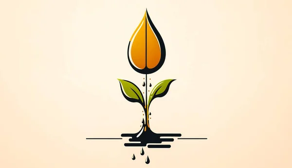 Logotipo Minimalista Creativo Con Una Planta Concepto Ecología Nueva Vida — Foto de Stock