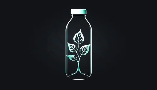 Молодое Растение Растет Бутылке Концепция Экологии Исследований Науки Дизайн Логотипа — стоковое фото