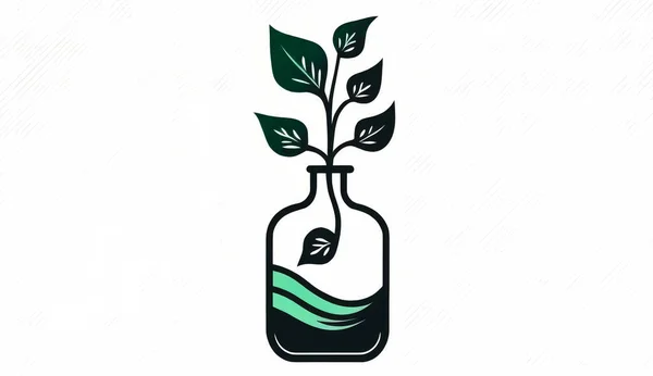 Молоді Рослини Ростуть Пляшці Концепції Екології Досліджень Науки Дизайну Логотипів — стокове фото