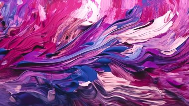 Mor soyut fırça darbesi arka plan yağlı boya. Kırmızı çizgileri ve gradyanı olan akrilik bir tablo..