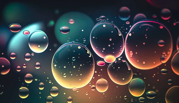水滴的抽象背景 现实的彩色气泡闭合 — 图库照片