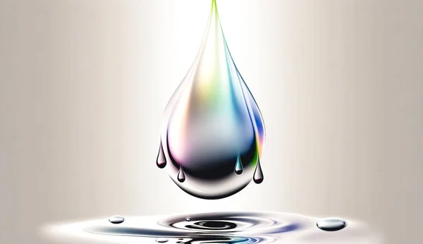 Realistic water drop on a blurred light background, close-up.