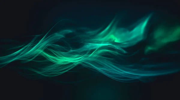Abstract Dark Green Background Soft Glowing Lines — Stock Photo, Image
