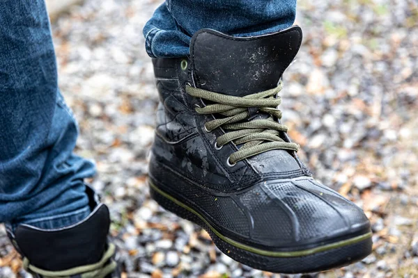 Par Botas Hombre Duraderas Hombre Zapatos Calidad Encuentra Grava — Foto de Stock