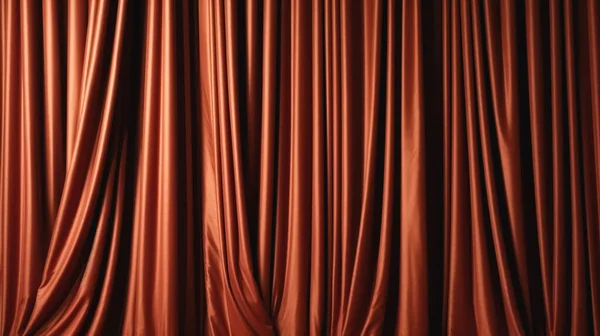 Geschlossene Braune Vorhänge Mit Satiniertem Samt Lichteffekt Für Hintergrund — Stockfoto