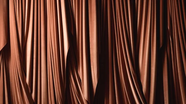 Closed Brown Drapes Satin Velvet Light Effect Background — Stock Photo, Image