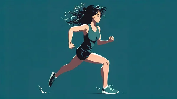 Εικονογράφηση Τρέξιμο Γυναίκα Αθλητής Αθλητική Έννοια Τρέξιμο Και Τον Τρόπο — Φωτογραφία Αρχείου