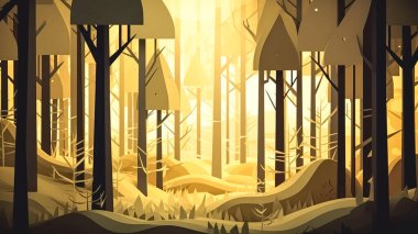 Ormanlı soyut hacim çizimi, yaratıcı arkaplan.