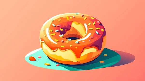 Turuncu Arka Planda Yaratıcı Donut Izole Edilmiş Iştah Açıcı Bir — Stok fotoğraf