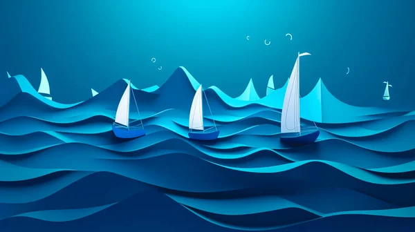 Kreativer Hintergrund Mit Segeln Auf Dem Meer Illustration — Stockfoto