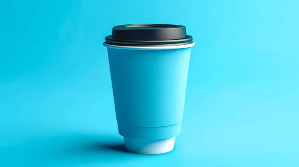 湯飲み用の紙コップ青の背景に孤立した使い捨てコーヒーカップ — ストック写真
