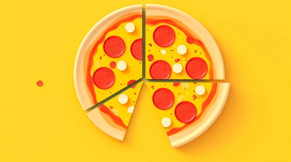 Pizza Apetitosa Fundo Amarelo Vista Superior — Fotografia de Stock