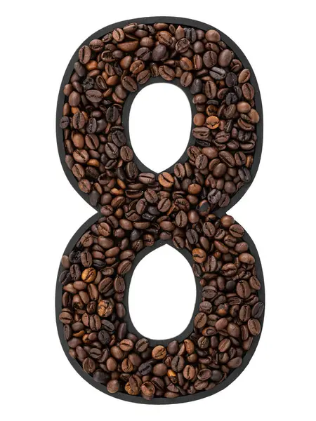 Number Made Roasted Coffee Beans White Isolated Background Caffeine Typeface Stock Picture