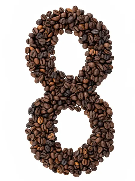Number Made Roasted Coffee Beans White Isolated Background Caffeine Typeface Stock Image