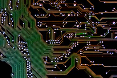 Baskılı devre kartı olan bir arka plan. Modern teknoloji ve bilgi kavramı. Yüksek kalite fotoğraf.