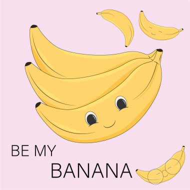 Şirin muzlar çizgi film vektör çizimi