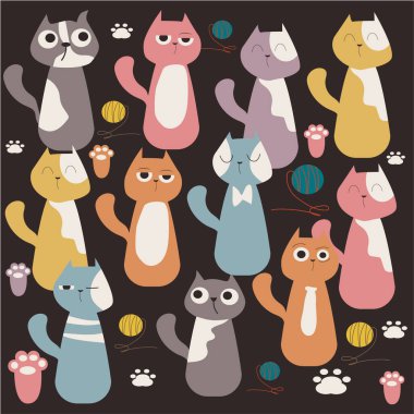 Bir grup komik kedi.