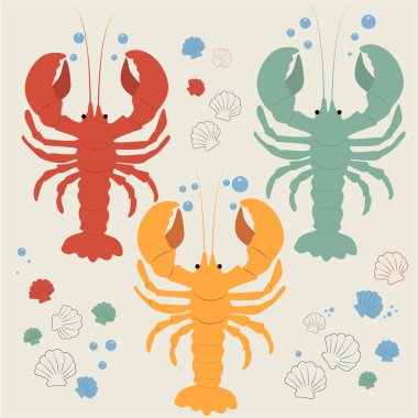 Beyaz arkaplanda yengeç ve yengeç