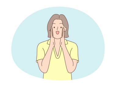 İki eliyle çığlık atan bir kadının resmi.