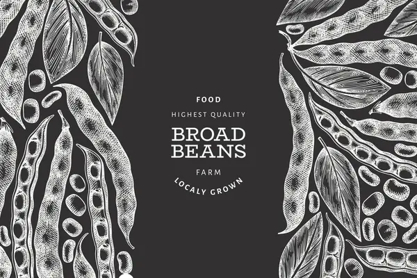 手描きの豆のデザインテンプレート チョークボード上の有機新鮮な食品ベクトルのイラスト レトロなポッドイラスト 植物系シリアルの背景 ロイヤリティフリーのストックイラスト