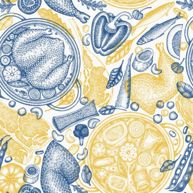 Kolajen Diyet Yemekleri Kusursuz Düzen. Vektör El Sağlıklı Yemek Özgeçmişi. Klasik Kolajen Büküm Menüsü ResimleriComment.