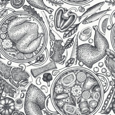 Kolajen Diyet Yemekleri Kusursuz Düzen. Vektör El Sağlıklı Yemek Özgeçmişi. Klasik Kolajen Büküm Menüsü ResimleriComment.