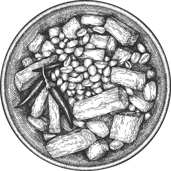 Çin Tabağı İllüstrasyonu. El yapımı kung pao tavuğu. Klasik Asya Gıda Çizimi.