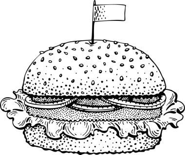 Sokak Yemeği Çizimi Çizimi. İzole edilmiş Retro Image. AI Oluşturulmamış