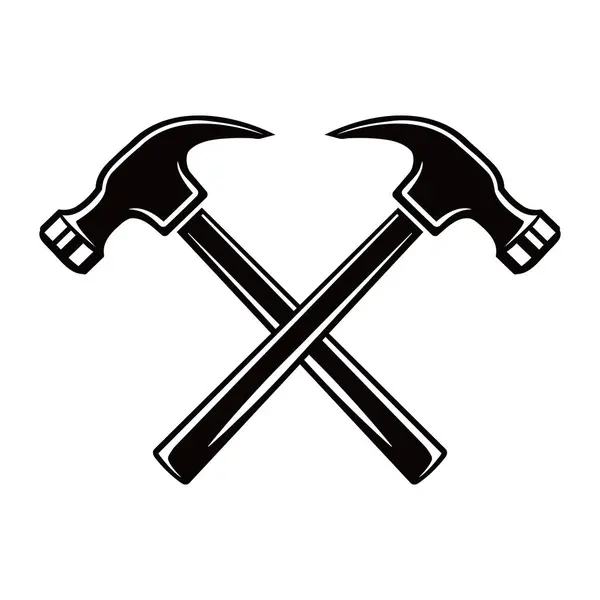Martelos Cruzados Ilustração Vetorial Logotipo Martelo Garra Símbolo Carpinteiro — Vetor de Stock