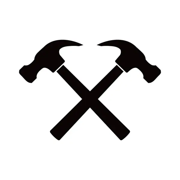 Martelos Cruzaram Ilustração Vetorial Silhueta Martelos Cruzados Logotipo Carpintaria Símbolo — Vetor de Stock