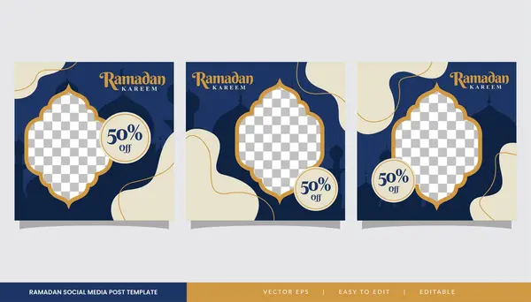 Ramazan 'da sosyal medya afişleri satışı. Düzenlenebilir vektör illüstrasyonu