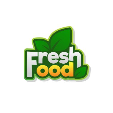 Vektör taze gıda tipografi logosu tasarımı premium vektörü