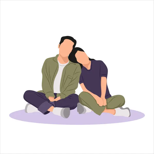 Romantik çift portresi oturma vektörü