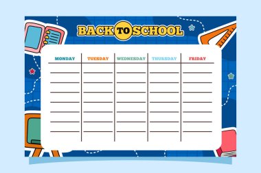 Back to School Time Table Template Vector