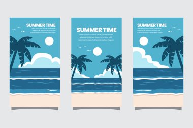 Yaz zamanı sosyal medya pankartı minimalist tarzda resimleme şablonu yayınladı