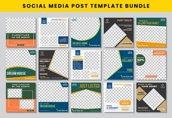Gayrimenkul sosyal medya post tasarım şablonu Bundle seti