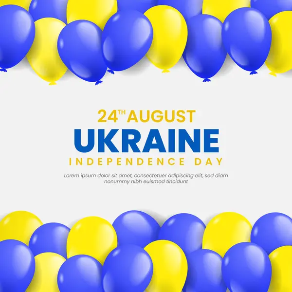 Ukrayna Bağımsızlık Günü tebrik kartı. Ukrayna Ulusal Renklerinde Uçan Balonlar