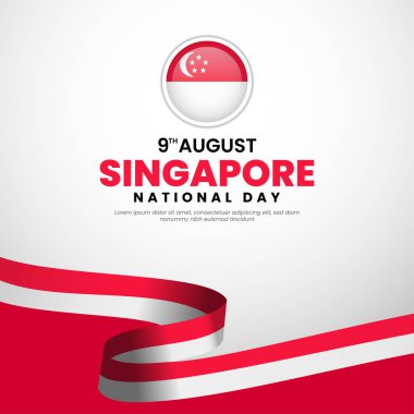 Singapur Ulusal Günü 9 Ağustos arkaplan pankartı tasarım şablonu
