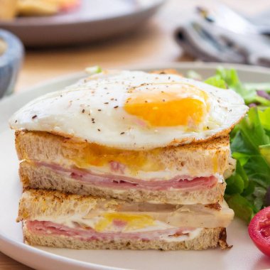 breakfast with fried egg and toast